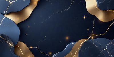 The primary subject of the image is a blue background with a pattern of gold stars. The setting is a dark, starry night, and the visual style is a combination of digital art and illustration. The dominant colors are blue and gold, creating a serene and peaceful atmosphere.