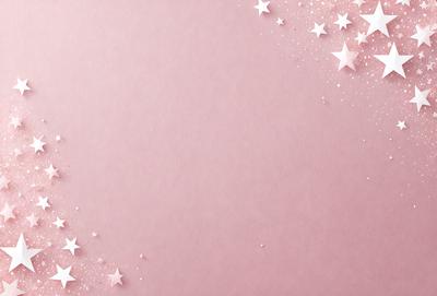 The primary subject of the image is a pink background with a pattern of stars. The setting is a white wall, and the visual style is a combination of photo and digital art. The dominant colors are pink and white, creating a warm and inviting atmosphere.