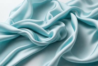 The primary subject of the image is a blue fabric, which is the main object, scene, or focus of the image. The setting or background is a white surface, and the visual style is a photo. The dominant colors are blue and white, creating a calm and serene atmosphere.