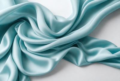 The primary subject of the image is a blue fabric, which is the main object, scene, or focus of the image. The setting is a white background, and the visual style is a photo. The dominant colors are blue and white, creating a calm and serene atmosphere.