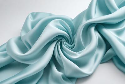 The primary subject of the image is a blue fabric, which is the main object, scene, or focus of the image. The setting is a white background, which provides a clean and uncluttered environment for the fabric. The visual style is a close-up of the fabric, showcasing its texture and details. The colors and mood of the image are predominantly blue, creating a calm and serene atmosphere.