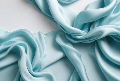 The primary subject of the image is a blue fabric, which is the main object, scene, or focus of the image. The setting is a white background, which provides a clean and uncluttered environment for the fabric. The visual style is a close-up of the fabric, showcasing its texture and details. The colors and mood of the image are predominantly blue, creating a calm and serene atmosphere.