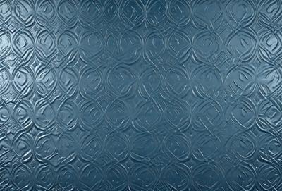 The primary subject of the image is a blue wall with a pattern of circles. The setting is a room with a blue background. The visual style is a patterned wallpaper, giving the room a unique and artistic appearance. The dominant colors are blue and white, creating a calm and soothing atmosphere.