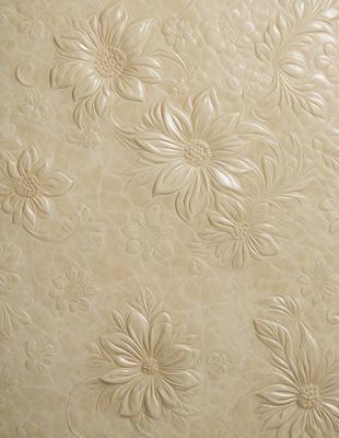 The primary subject of the image is a wall with a pattern of flowers. The setting is a room with a white background. The visual style is a combination of photo and digital art, creating a realistic yet artistic representation of the flowers. The colors and mood are predominantly white, giving the scene a clean and elegant appearance.