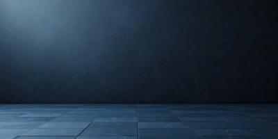 The primary subject of the image is a black wall with a blue tint. The setting is a dark room, and the visual style is a black and white photo. The dominant colors are black and blue, creating a moody atmosphere.