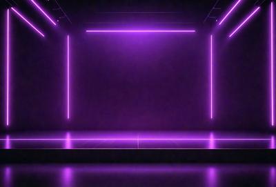 Purple stage with purple lights.