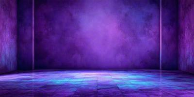 Purple wall with a blue floor.