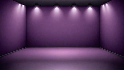 Purple wall with lights on it.