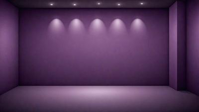 Purple wall with lights on it.