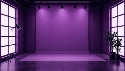 Purple wall with lights on it.