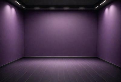 Purple wall, empty room, purple floor, purple ceiling.