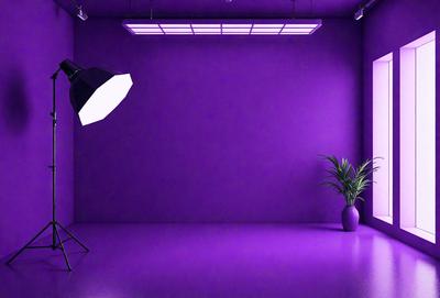 Purple wall, purple floor, purple lighting, purple background.
