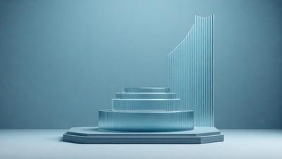 The primary subject of the image is a blue spiral staircase, which is the main object, scene, or focus of the image. The setting is a blue background, which provides a contrasting and visually appealing environment. The visual style of the image is a photo, capturing the staircase in its natural surroundings. The colors and mood of the image are predominantly blue, creating a calm and serene atmosphere.