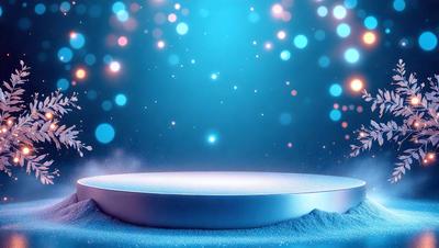 The primary subject of the image is a blue circle with a white rim, which appears to be a light source or a light-up object. The setting is a dark blue background, which creates a contrasting and dramatic effect. The visual style is a combination of digital art and illustration, giving the image a unique and artistic appearance. The colors and mood of the image are predominantly dark and moody, with the blue circle and white rim standing out as the main focal points.