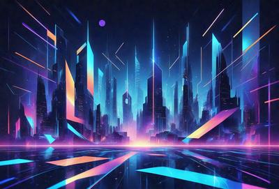 The primary subject of the image is a futuristic cityscape with a large number of skyscrapers. The setting is a nighttime cityscape with a purple glow, creating a unique and vibrant atmosphere. The visual style is a digital art or illustration, showcasing the artist's creativity and imagination. The colors and mood are predominantly purple, which adds a sense of mystery and intrigue to the scene.