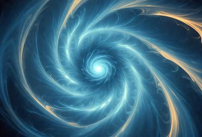 The primary subject of the image is a spiral pattern, which is a blue and yellow swirl. The setting is a blue and yellow background, creating a vibrant and lively atmosphere. The visual style is a digital art or illustration, as the spiral pattern is intricately detailed and well-defined. The colors and mood of the image are energetic and dynamic, with the blue and yellow hues evoking a sense of movement and flow.