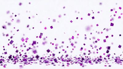 The primary subject of the image is a purple confetti-like pattern, which is the main focus of the image. The setting is a white background, which provides a clean and uncluttered environment for the confetti pattern. The visual style of the image is a combination of digital art and illustration, creating a unique and eye-catching design. The dominant colors in the image are purple and white, giving the scene a vibrant and lively atmosphere.