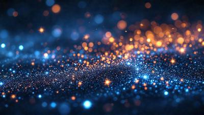 The primary subject of the image is a blue background with a pattern of bright, colorful lights. The setting appears to be a dark, starry night, with the lights creating a mesmerizing effect. The visual style of the image is a combination of digital art and illustration, as the lights are depicted in a way that resembles a starry night. The colors and mood of the image are predominantly blue, with the bright lights adding a sense of warmth and energy to the scene.