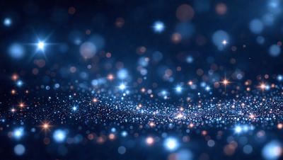 The primary subject of the image is a bright blue background with a multitude of white stars scattered throughout the scene. The visual style appears to be a digital art or illustration, as the stars are depicted in a detailed and intricate manner. The colors and mood of the image are predominantly blue and white, creating a serene and celestial atmosphere.