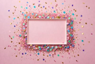 The primary subject of the image is a pink frame with a white background. The setting is a pink wall, and the visual style is a combination of photo and digital art. The colors and mood of the image are predominantly pink and warm, creating a cozy and inviting atmosphere.