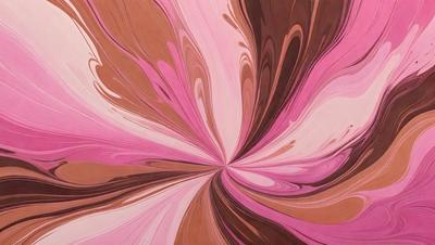 The primary subject of the image is a pink and brown swirl pattern, which appears to be a painting or a digital artwork. The setting is a canvas or a digital surface, and the visual style is a mix of painting and digital art. The dominant colors in the image are pink and brown, creating a warm and vibrant atmosphere.