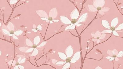 The primary subject of the image is a pink flower with white petals. The setting is a pink background, which creates a visually appealing contrast with the flower. The visual style is a combination of digital art and illustration, giving the image a unique and artistic appearance. The dominant colors are pink and white, creating a warm and inviting atmosphere.