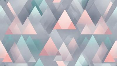 The primary subject of the image is a pattern of triangles, which are arranged in a geometric design. The setting is a gray and pink background, creating a visually appealing contrast with the triangles. The visual style of the image is a combination of digital art and illustration, showcasing the intricate details of the triangles. The dominant colors in the image are gray and pink, which contribute to a calm and soothing atmosphere.