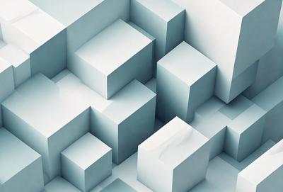 The primary subject of the image is a blue and white patterned background featuring a large number of square blocks. The setting is a blue and white checkered pattern, which creates a visually appealing and cohesive design. The visual style of the image is a combination of digital art and illustration, as it showcases a well-crafted and intricate pattern. The colors and mood of the image are predominantly blue and white, giving it a clean, modern, and sophisticated appearance.