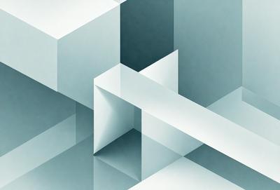 The primary subject of the image is a white square, which is the main object, scene, or focus of the image. The setting or background is a blue surface, which adds a contrasting color to the scene. The visual style of the image is digital art, as it is a computer-generated design. The colors and mood of the image are predominantly white and blue, creating a clean and minimalist atmosphere.