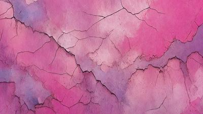 The primary subject of the image is a pink and purple wall with a peeling paint effect. The setting is a room with a pink and purple color scheme. The visual style is a close-up of the wall, showcasing the peeling paint and the colors. The colors and mood of the image are predominantly pink and purple, creating a warm and inviting atmosphere.