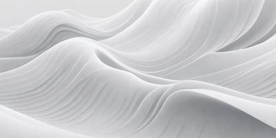 The primary subject of the image is a large, white, curved surface that resembles a wave or a mountain. The setting is a white background, which creates a clean and minimalist visual style. The image is a digital art or illustration, showcasing the artist's creativity and skill in designing the curved surface. The colors and mood of the image are predominantly white, giving it a calm and serene atmosphere.