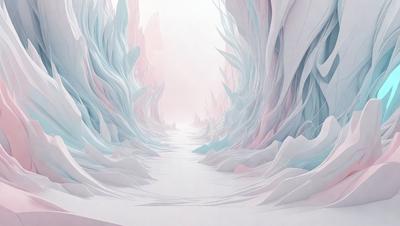 The primary subject of the image is a long, narrow, and colorful tunnel. The tunnel is made of ice and features a variety of colors, giving it a unique and visually striking appearance. The setting is a snowy landscape, with the tunnel extending through the snow-covered terrain. The visual style of the image is digital art, as it appears to be a computer-generated or digitally rendered scene. The colors and mood of the image are vibrant and lively, with the combination of the ice tunnel and the