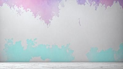 The primary subject of the image is a wall with a colorful, abstract design. The setting is a room with a white surface, which provides a clean and minimalist backdrop for the artwork. The visual style of the image is a combination of digital art and illustration, creating a unique and eye-catching pattern. The dominant colors in the image are a mix of blue, green, and purple, giving the artwork a vibrant and lively atmosphere.
