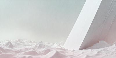 The primary subject of the image is a white triangle, which is the main object in the scene. The setting is a white background, which creates a clean and minimalist appearance. The visual style is a combination of digital art and illustration, as the triangle is depicted in a detailed and artistic manner. The colors and mood of the image are predominantly white, giving it a calm and serene atmosphere.