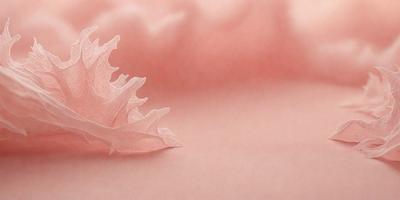 The primary subject of the image is a piece of pink fabric with a leaf pattern on it. The setting is a pink background, which creates a warm and inviting atmosphere. The visual style is a combination of a photo and a drawing, giving the image a unique and artistic appearance. The colors and mood of the image are predominantly pink, which adds a sense of softness and femininity to the scene.