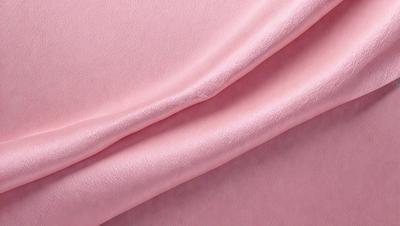 The primary subject of the image is a piece of pink fabric. The setting is a close-up view of the fabric, showcasing its texture and color. The visual style is a realistic representation of the fabric, and the colors and mood are predominantly pink, giving the image a soft and warm atmosphere.