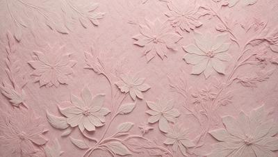 The primary subject of the image is a pink background with a pattern of white flowers. The setting is a close-up of the pink background, showcasing the intricate design of the flowers. The visual style is a combination of digital art and illustration, creating a unique and eye-catching design. The colors and mood of the image are predominantly pink and white, giving it a soft and delicate appearance.
