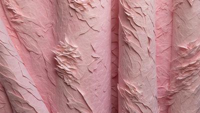 The primary subject of the image is a pink paper with a pattern of wrinkles and folds. The setting is a pink background, and the visual style appears to be a photo. The colors and mood of the image are predominantly pink, creating a warm and inviting atmosphere.