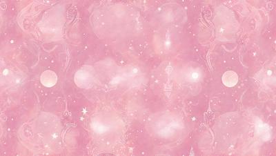 The primary subject of the image is a pink background with a pattern of stars. The setting is a space-themed design, possibly a wallpaper or a decorative piece. The visual style is a combination of digital art and illustration, creating a unique and eye-catching pattern. The colors and mood of the image are predominantly pink, giving it a warm and inviting atmosphere.
