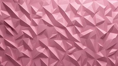 The primary subject of the image is a pink wall with a pattern of triangles. The setting is a room with a pink background. The visual style is a combination of a photo and digital art, creating a unique and interesting pattern. The dominant colors are pink and white, giving the wall a warm and inviting atmosphere.