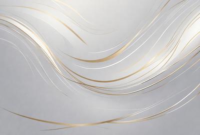 The primary subject of the image is a pattern of gold and white hair, which appears to be a digital art or illustration. The setting is a gray background, and the visual style gives the impression of a painting or drawing. The dominant colors are gold and white, creating a sense of elegance and sophistication.