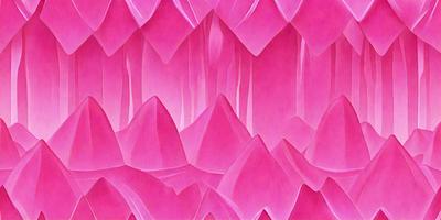 The primary subject of the image is a pink mountainous landscape. The setting is a pink mountain range, and the visual style is a combination of digital art and illustration. The dominant colors are pink and purple, creating a warm and inviting atmosphere.
