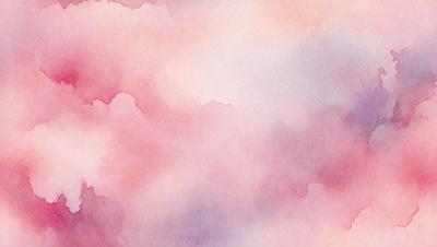 The primary subject of the image is a cloudy sky, which is the main focus of the scene. The setting is a pink and blue background, creating a vibrant and colorful atmosphere. The visual style of the image is a watercolor painting, giving it a unique and artistic appearance. The dominant colors in the painting are pink and blue, which contribute to the overall mood of the scene.