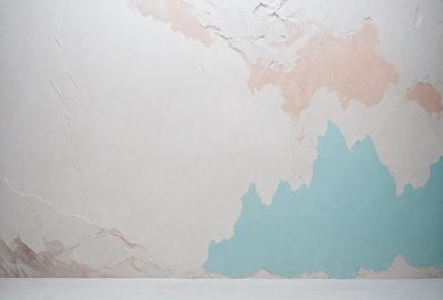 The primary subject of the image is a wall with a blue and white color scheme. The setting is a room with a white surface, and the visual style appears to be a photo. The dominant colors are blue and white, creating a calm and soothing atmosphere.