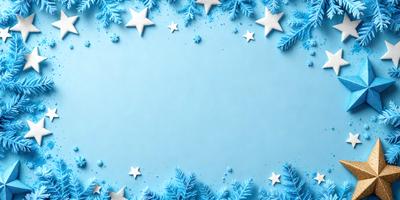 The primary subject of the image is a blue background with white stars scattered across it. The setting appears to be a space or a celestial theme, as the stars are the main focus of the image. The visual style is a combination of digital art and illustration, creating a unique and eye-catching design. The colors and mood of the image are predominantly blue and white, giving it a calm and serene atmosphere.