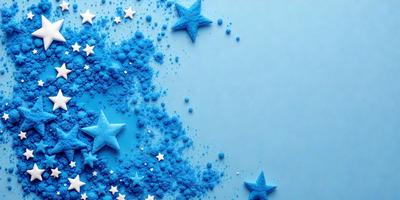 The primary subject of the image is a blue background with a pattern of stars. The setting is a blue sky, and the visual style is a digital art or illustration. The dominant colors are blue and white, creating a calm and serene atmosphere.