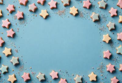 The primary subject of the image is a blue table with a star-shaped cookie cutter. The cookie cutter is placed on the table, and it has a star-shaped design. The setting is a table with a blue surface, and the visual style is a close-up of the cookie cutter. The colors and mood of the image are predominantly blue, with a touch of white from the star-shaped cookie cutter.