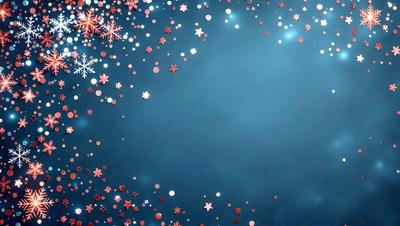 The primary subject of the image is a blue background with a pattern of snowflakes. The setting is a dark blue sky, and the visual style appears to be a digital art or illustration. The dominant colors are blue and white, creating a calm and serene atmosphere.