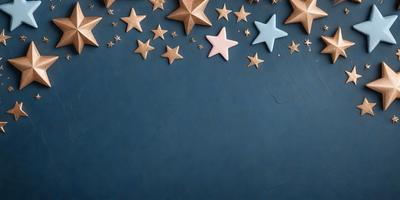 The primary subject of the image is a blue wall with stars painted on it. The setting is a room with a blue background. The visual style is a painting or drawing of stars on a blue surface. The colors and mood are predominantly blue and starry, creating a calm and serene atmosphere.