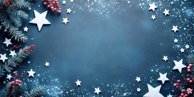The primary subject of the image is a blue background with a star pattern. The setting is a night sky, and the visual style is a combination of photo and digital art. The dominant colors are blue and white, creating a calm and serene atmosphere.
